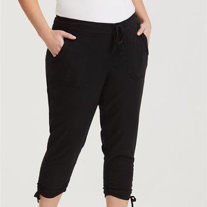 Twill Tie Crop Pants - Black Wash EUC